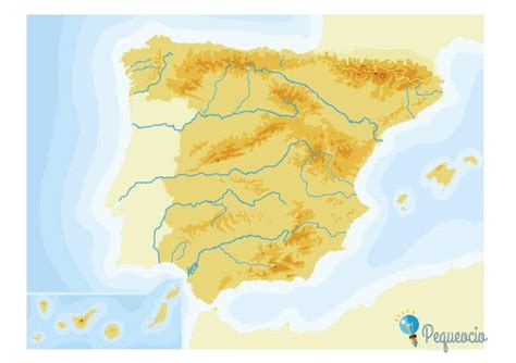 MAPA DE ESPAÑA físico político y mudo para imprimir Pequeocio