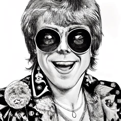 Elton John 1970s Caricature Graphic · Creative Fabrica