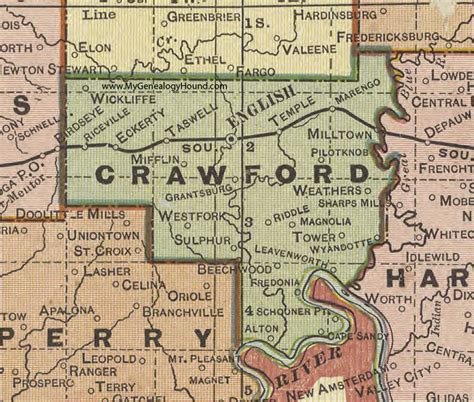 Crawford County, Indiana, 1908 Map, English