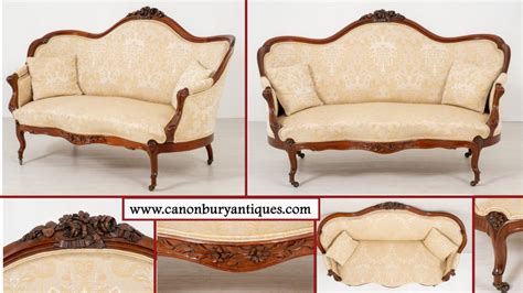 Victorian Settee Mahogany - Antique Carved Couch 1870