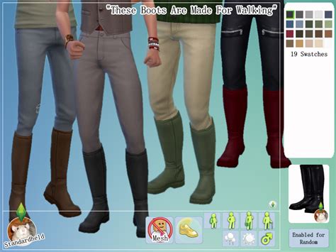 My Sims 4 Blog Boots In 19 Recolors For Males By Standardheld