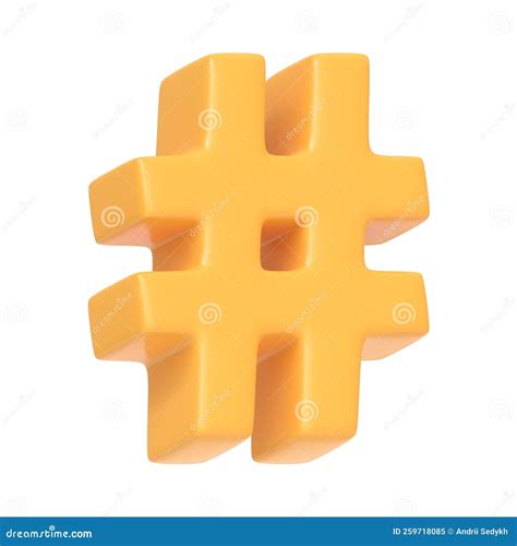 Yellow Hashtag Symbol Isolated On White Background Stock Illustration