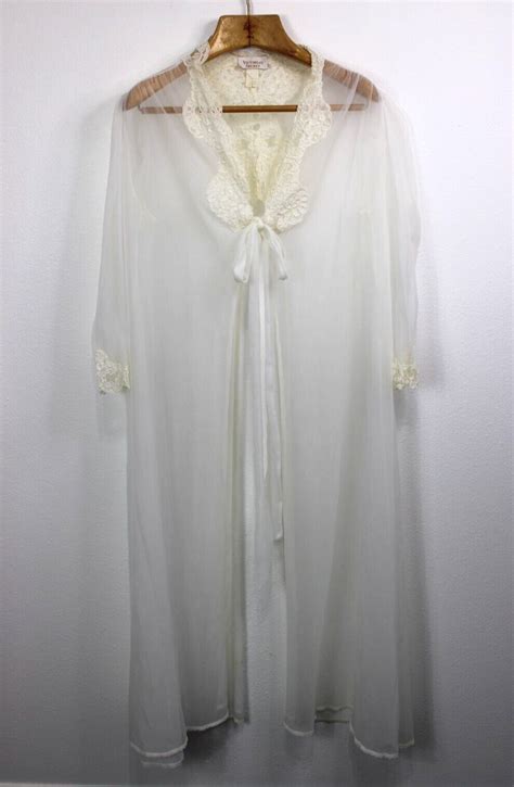 Vintage Victoria Secret Sheer Robe Gold Label Lace Op… Gem