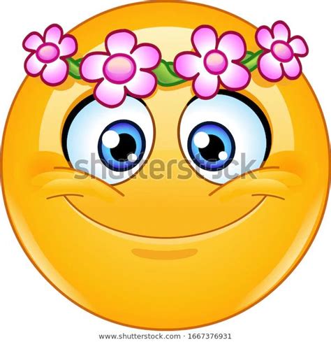 Happy Emoji Emoticon Flower Head Wreath Stock Vector Royalty Free