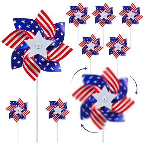 Ktyne Reflective Pinwheels Patriotic Decorations American Flag On