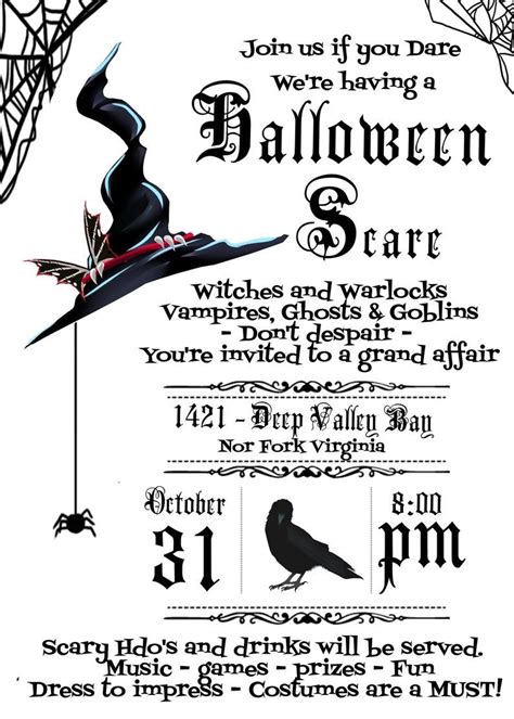 Black And White Halloween Invitation Halloween Scare Invite Instant Download Halloween Party