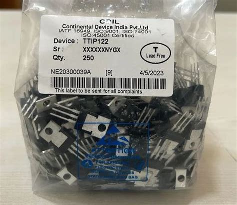 CDIL TIP122 DARLINGTON PLASTIC POWER TRANSISTORS DIP NPN At Rs 7 5