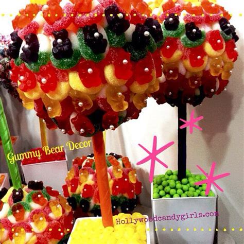 Rainbow Gummy Bear Candy Land Centerpiece Topiary Tree Candy Buffet Decor Arrangement Wedding