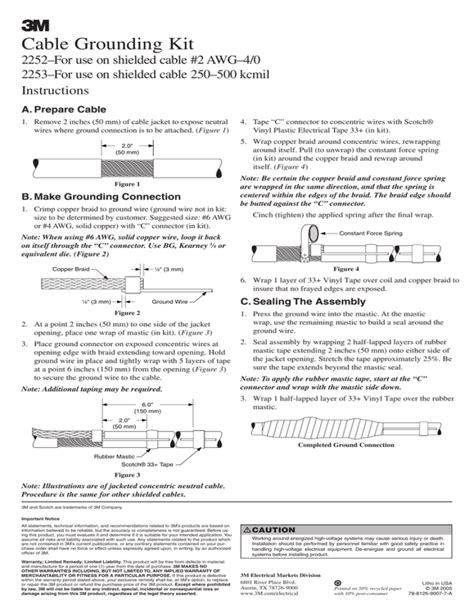 3m™ Cable Grounding Kit 2252 And 2253