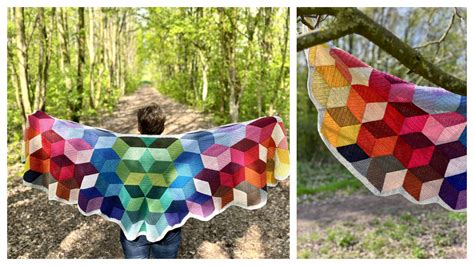 Tumbling Blocks Shawl Crochet Free Pattern Crochet Knitting