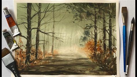 Lois Simple Beginners Misty Forest Path Watercolour Landscape Loose