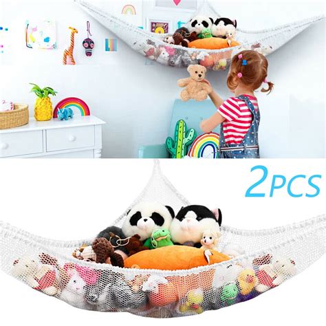 2pcs Stuffed Animal Hammocks Toy Storage Nets Jumbo Wall Sling Corner