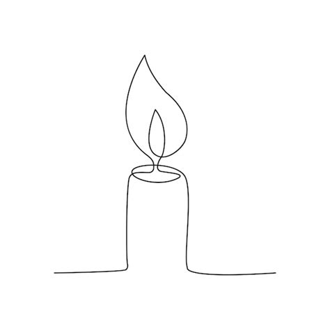 Candle Einzelne Kontinuierliche Eine Linie Aus Der Linie Vektorkunst