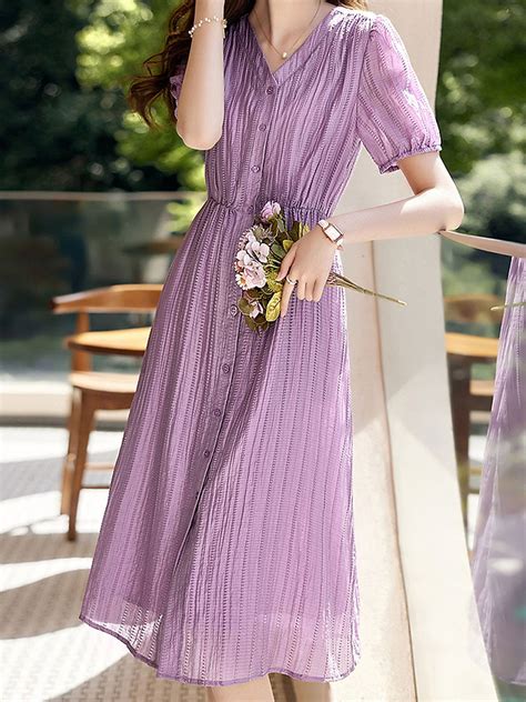 Abigail Elegant Textured Chiffon Dress Roselili