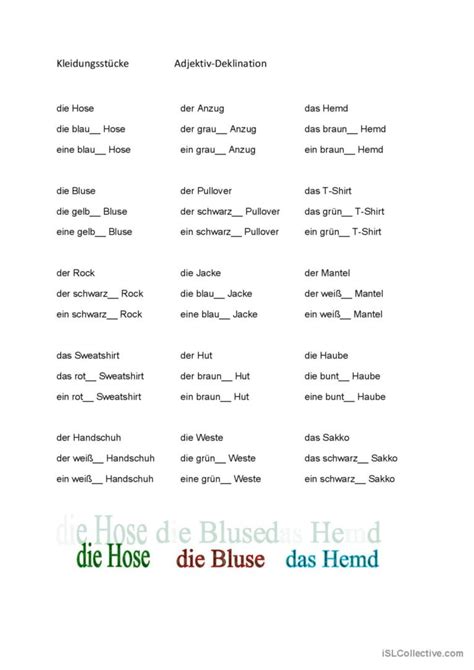 Adjektivdeklination Deutsch Daf Arbeitsblätter Pdf And Doc