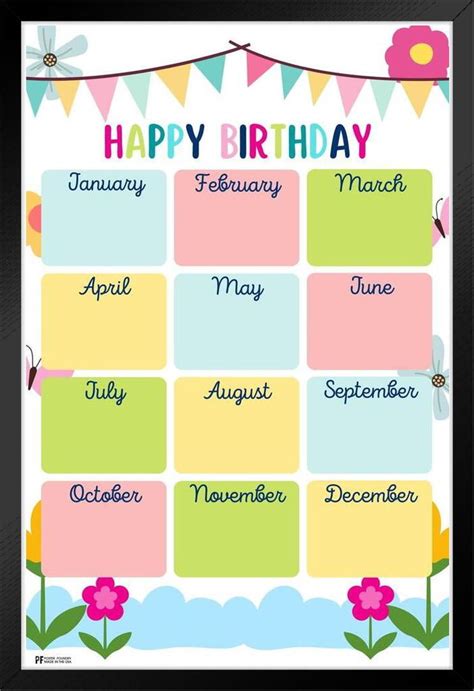 Happy Birthday Chart Classroom Decor Bulletin Board Decorations