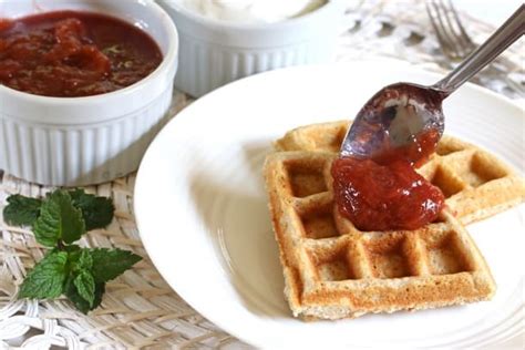 Oat And Buckwheat Waffles With Rhubarb Compote The Daring Gourmet