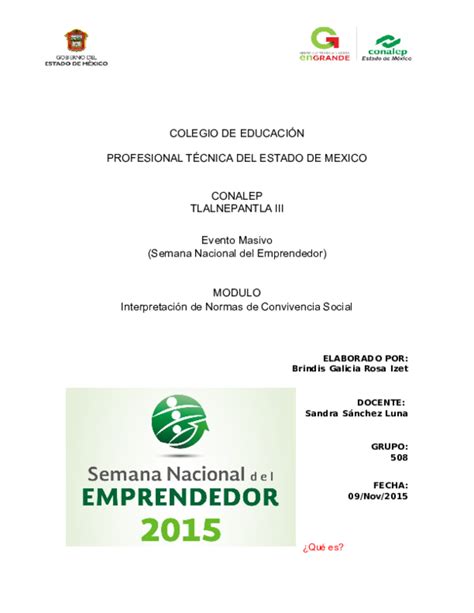 Doc Colegio De EducaciÓn Profesional TÉcnica Del Estado De Mexico Conalep Tlalnepantla Iii