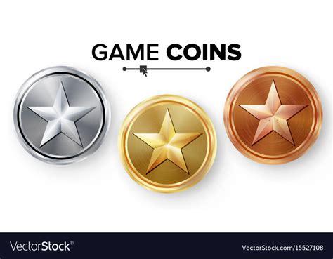 Game gold silver bronze coins set Royalty Free Vector Image