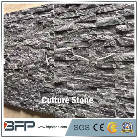 Black Texture Marble Staggered Ledge Culture Stone For Interlocking