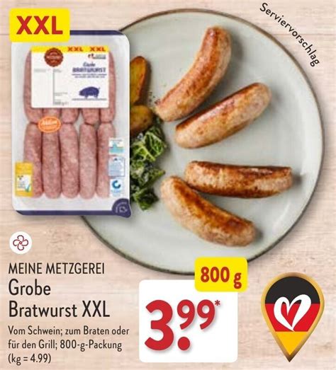 Meine Metzgerei Grobe Bratwurst Xxl G Packung Angebot Bei Aldi Nord