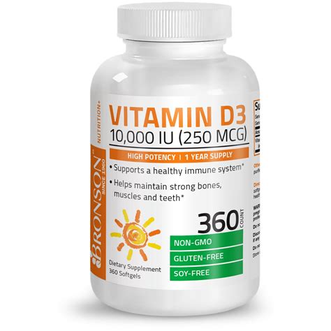 Bronson Vitamin D3 10 000 IU 250 Mcg High Potency Supports Healthy