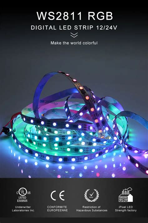 Digital 12v Rgb Led Light Strip Ws2811 60 M Flexible Multicolor Strip