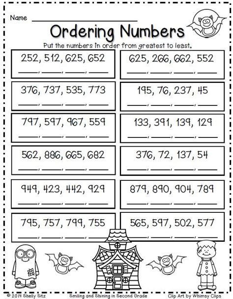 Grade 2 Ordering Numbers Worksheets