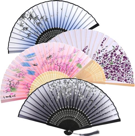 Olyee St Ck Handf Cher F Cher Hand Folding Fans Mit Quaste Handheld