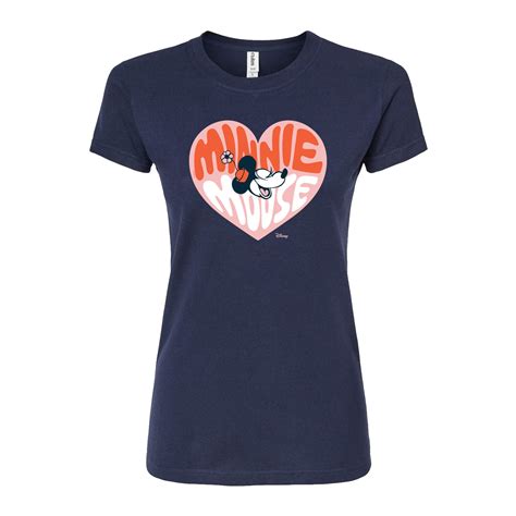 Disney Minnie Mouse Retro Heart Juniors Fitted Graphic T Shirt