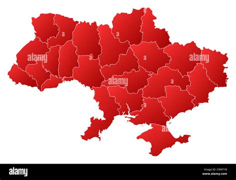 Political Map Of Ukraine With The Several Oblasts Stock Photo Alamy