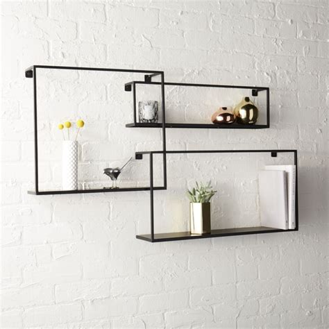 MATTE BLACK FLOATING SHELVES SET OF 3 CB2 Havenly