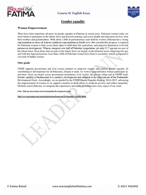 Gender Equality Women Empowerment Pdf