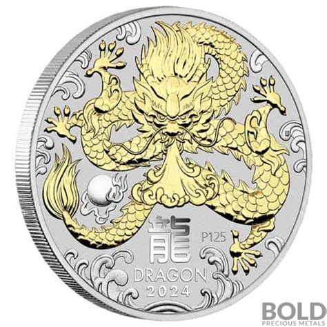 Oz Perth Lunar Dragon Gilded Silver Coin