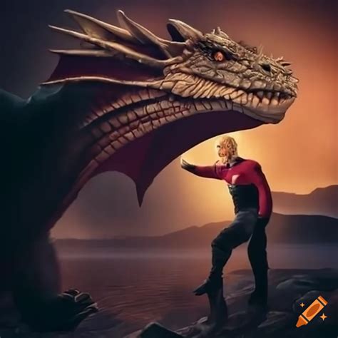 Captain Picard Riding A Dragon On Craiyon