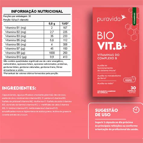 Kit X Bio Vit B Vitaminas Do Complexo B Capsulas Cada Pura