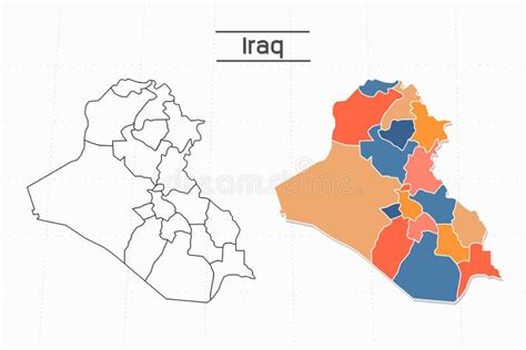 Vector De Ciudad De Mapa De Iraq Dividido Por El Colorido Estilo De