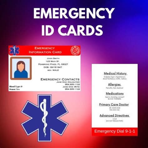 Emergency Medical Id Cards Health Information For Emergency Etsy