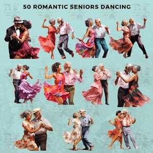 50 Romantic Seniors Dancing Clipart Pack INSTANT DOWNLOAD, PNG ...