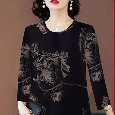 Autumn And Winter Women S Pullover Round Neck Patchwork Printing Loose