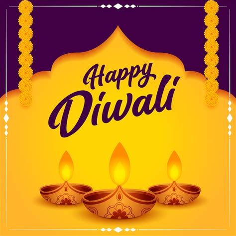 Feliz Banner De Diwali Con Diya Y Decoraci N Floral En La Ilustraci N