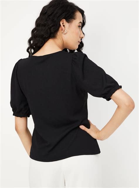 Buy Women Solid Puffed Sleeves Top Online At Just Rs 699 0