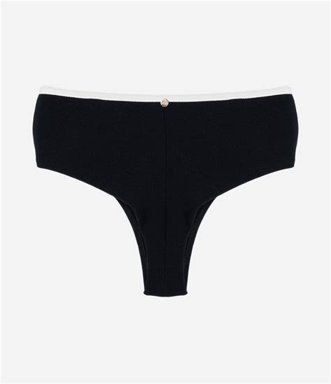 Biquíni Calcinha Hot Pants Víes Contrastante Preto