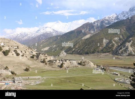 Annapurna Himalaya Range Beautiful Mountain Manang Nepal Stock Photo