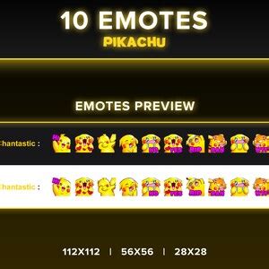 10 Pikachu Emotes Cute Pokemon Emote Pack For Twitch Or Etsy