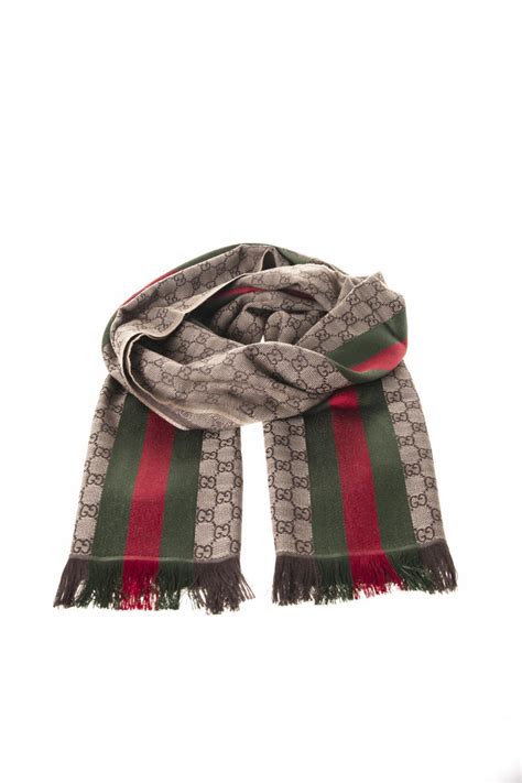 Gucci Wool Gg Pattern Scarf In Brown For Men Lyst