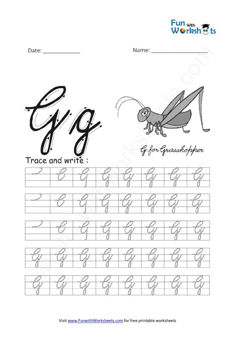 Cursive Handwriting Practice Capital Letter G Free Printable Worksheets