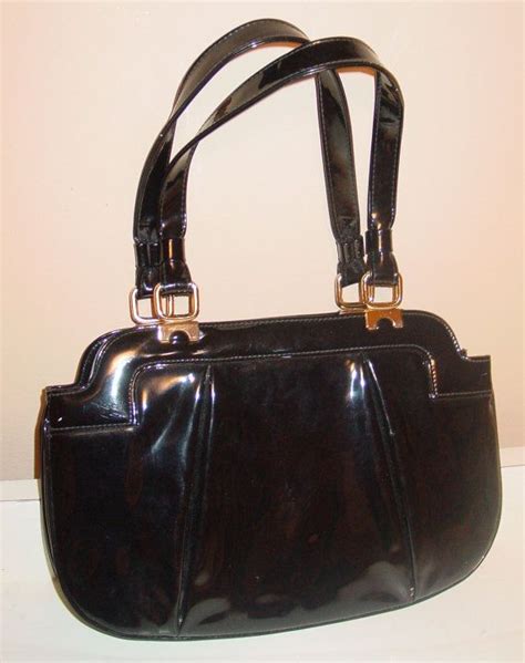 Vintage Black Patent Leather Purse Patent Leather Handbag Petite