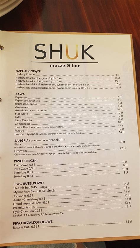 Menu At Shuk Mezze Bar Warsaw