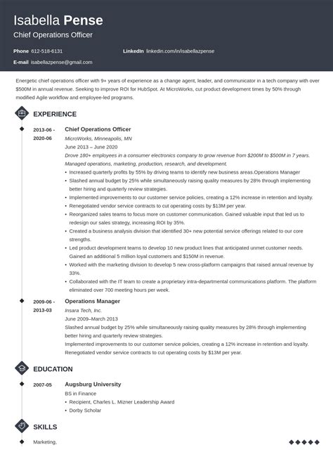 Chief Operating Officer Coo Resume Examples And Template